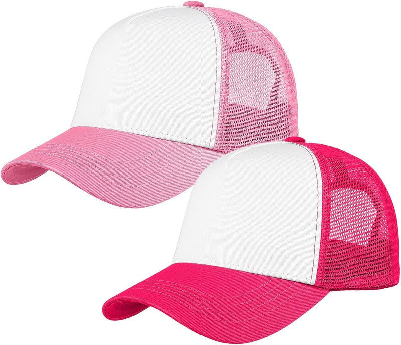 Falari 5-Panel Mesh Baseball Cap, Trucker Hat, Structured Plain Design, Cotton, Adjustable Size - Image 1